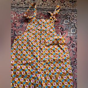 Lucy & Yak Easton Dungarees Baggy Overalls Geometric Print organic cotton